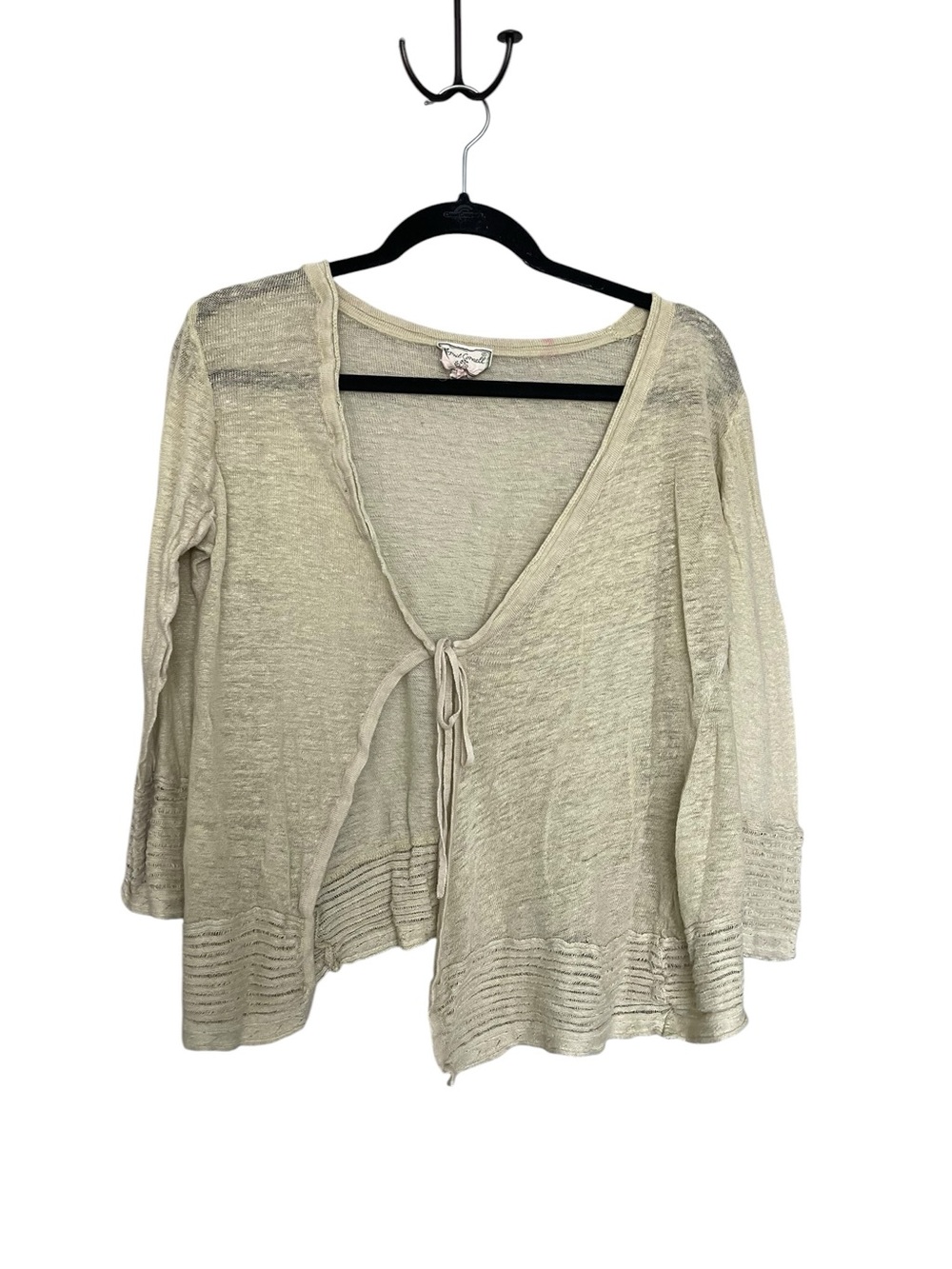 Y2K Fairy April Cornell Lightweight Cream Tie-Front Cardigan
